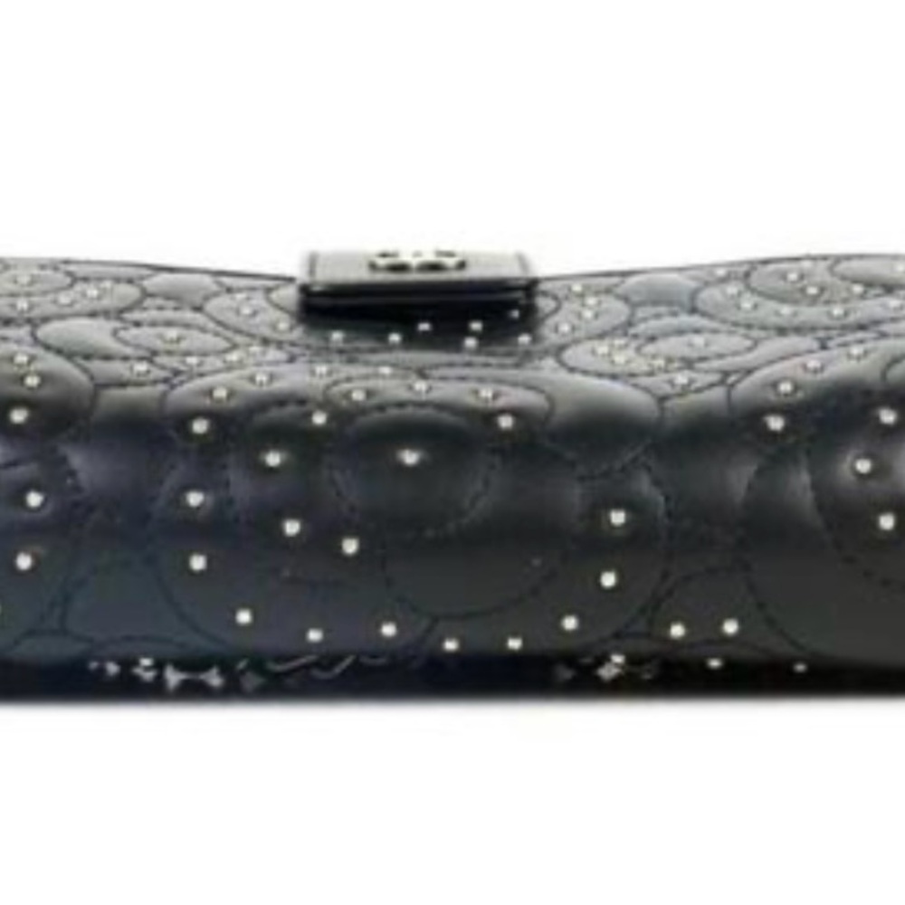 Chanel clutch on chain - crossbody in black lamb skin - silver studs! Authentic! - Picture 3 of 10